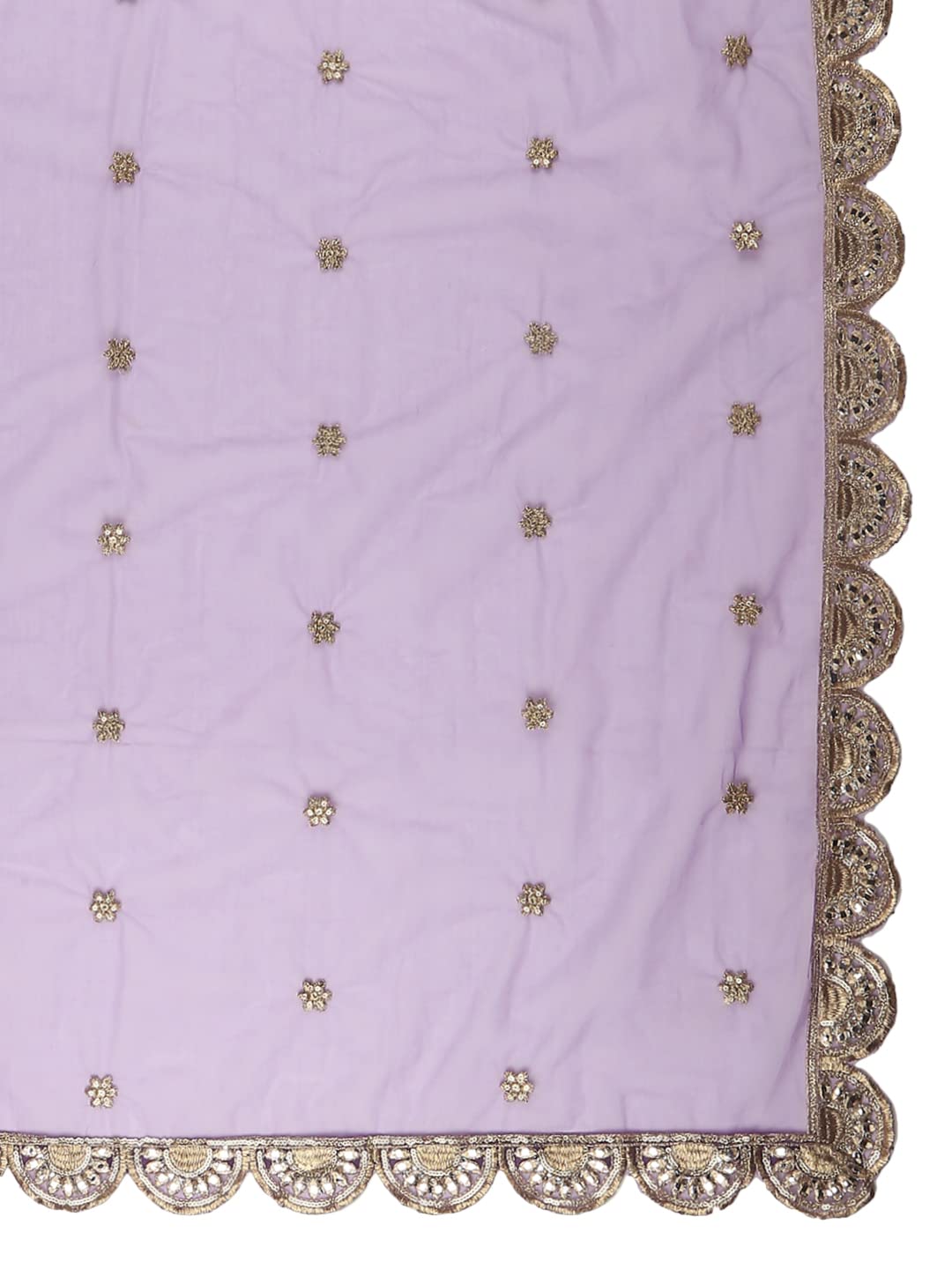 DUPATTA BAZAAR Women's Purple Embroidered Net Dupatta With Scallops, free size