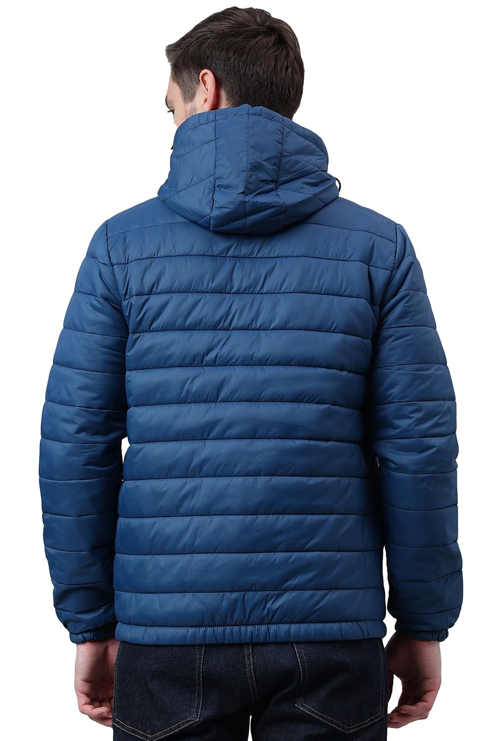 Van Heusen Men Solid Quilted Jacket - High Neck, Zip Front, Full Sleeves