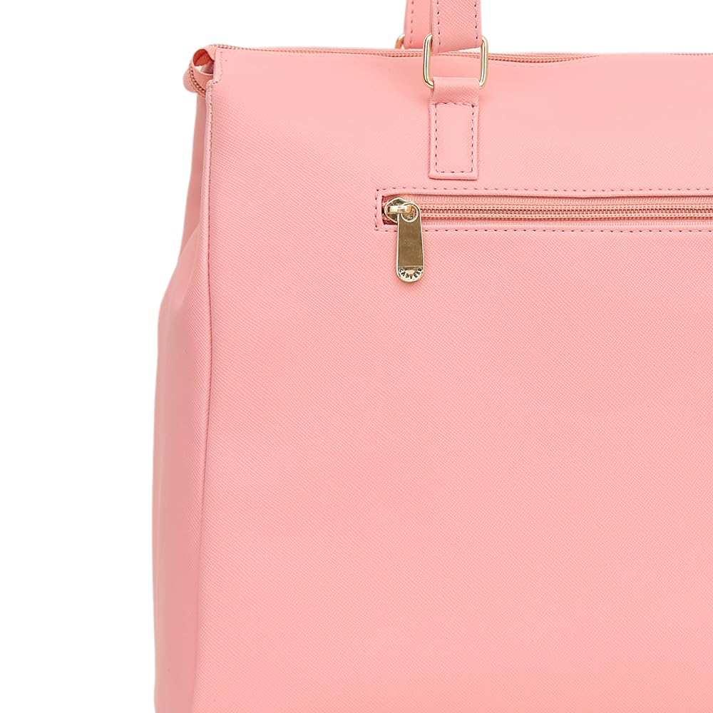 Caprese Ginty Satchel Bag, Medium | Stylish Solid Handbag for Women with Comfortable Flat Handles, Adjustable & Detachable Sling Strap | Secure Zip Closure | Perfect for Casual & Daily Use (Red)