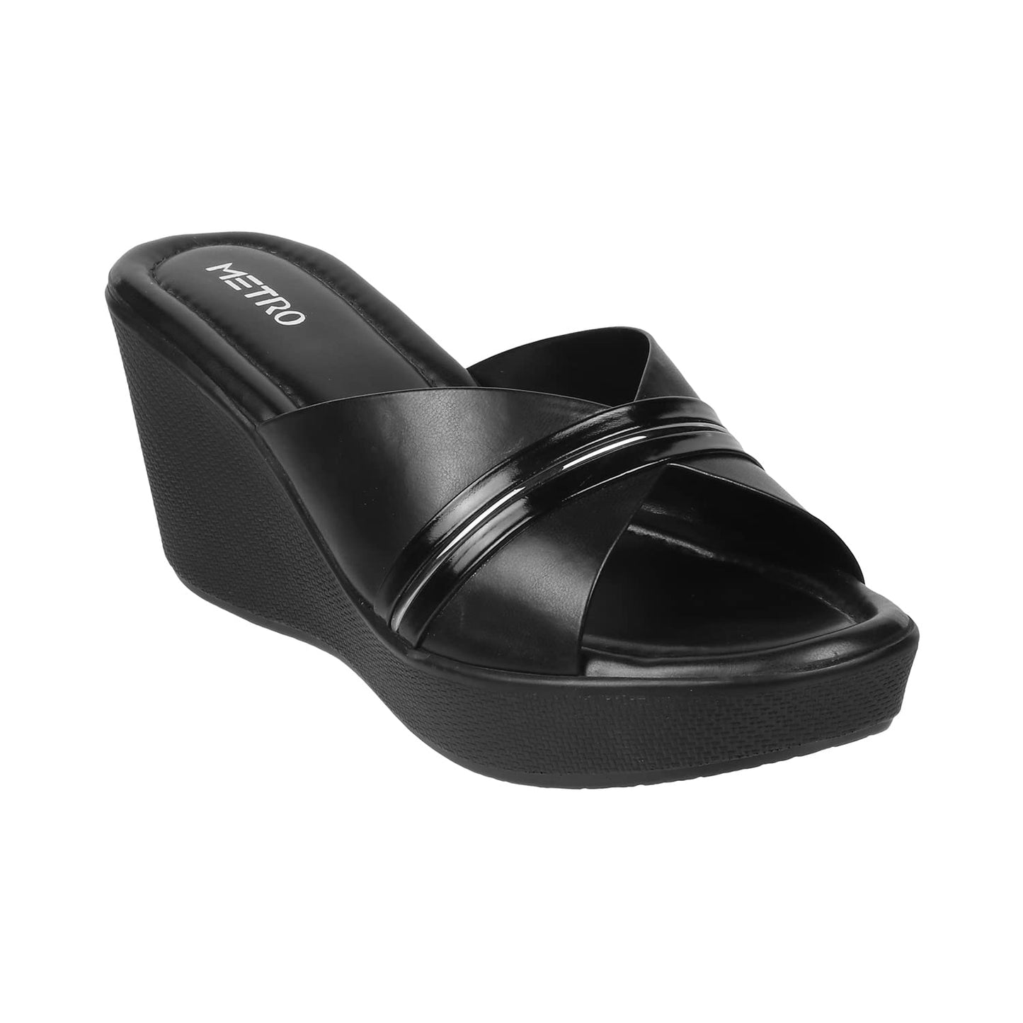 Metro Women Wedge Heel Fashion Slip-on Black UK/5 EU/38 (34-122)