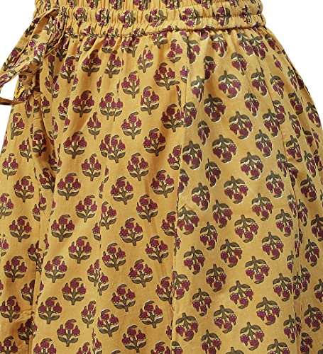 Limedivaa Mustard Cotton Anarkali Kurta Palazzo Set With Dupatta