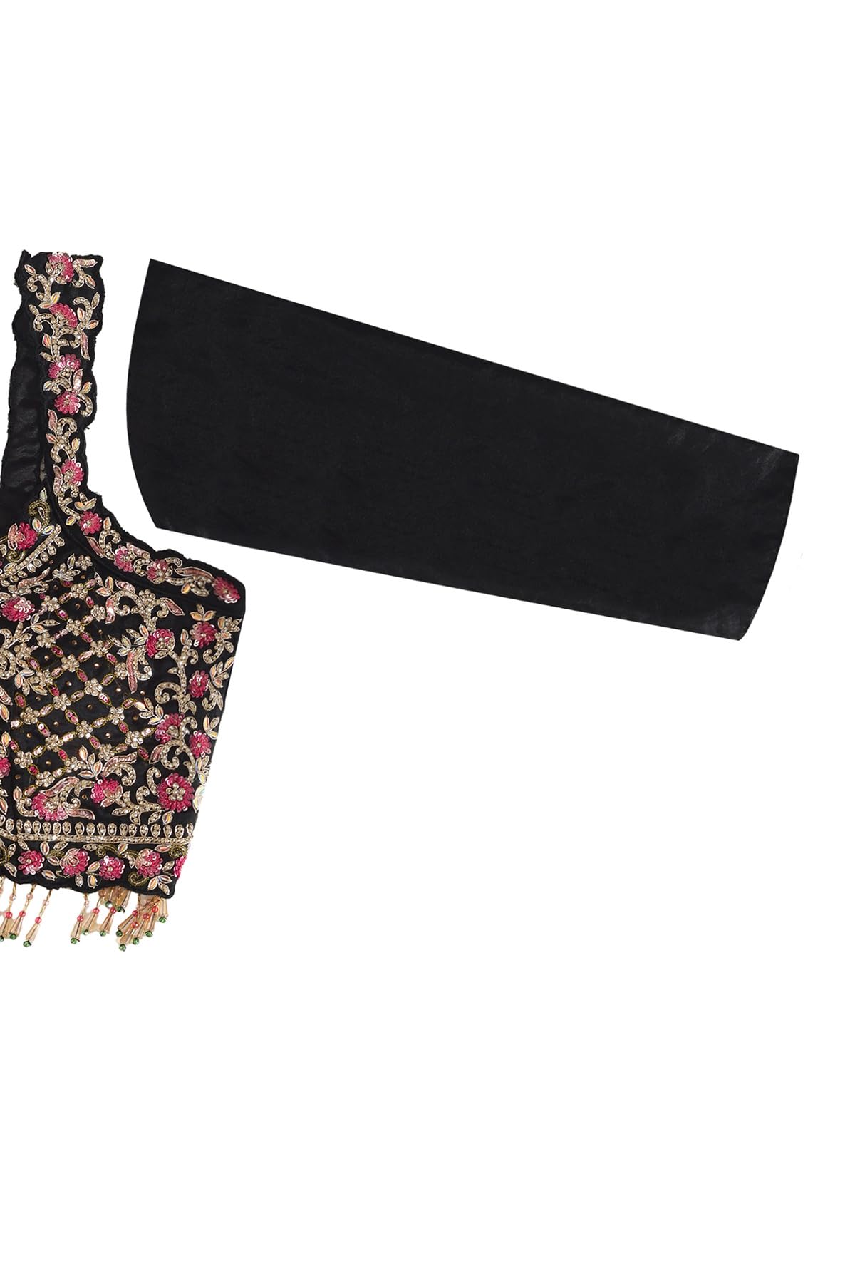 Soch Womens Black Dupion Silk Lehenga Choli With Stones And Sequins