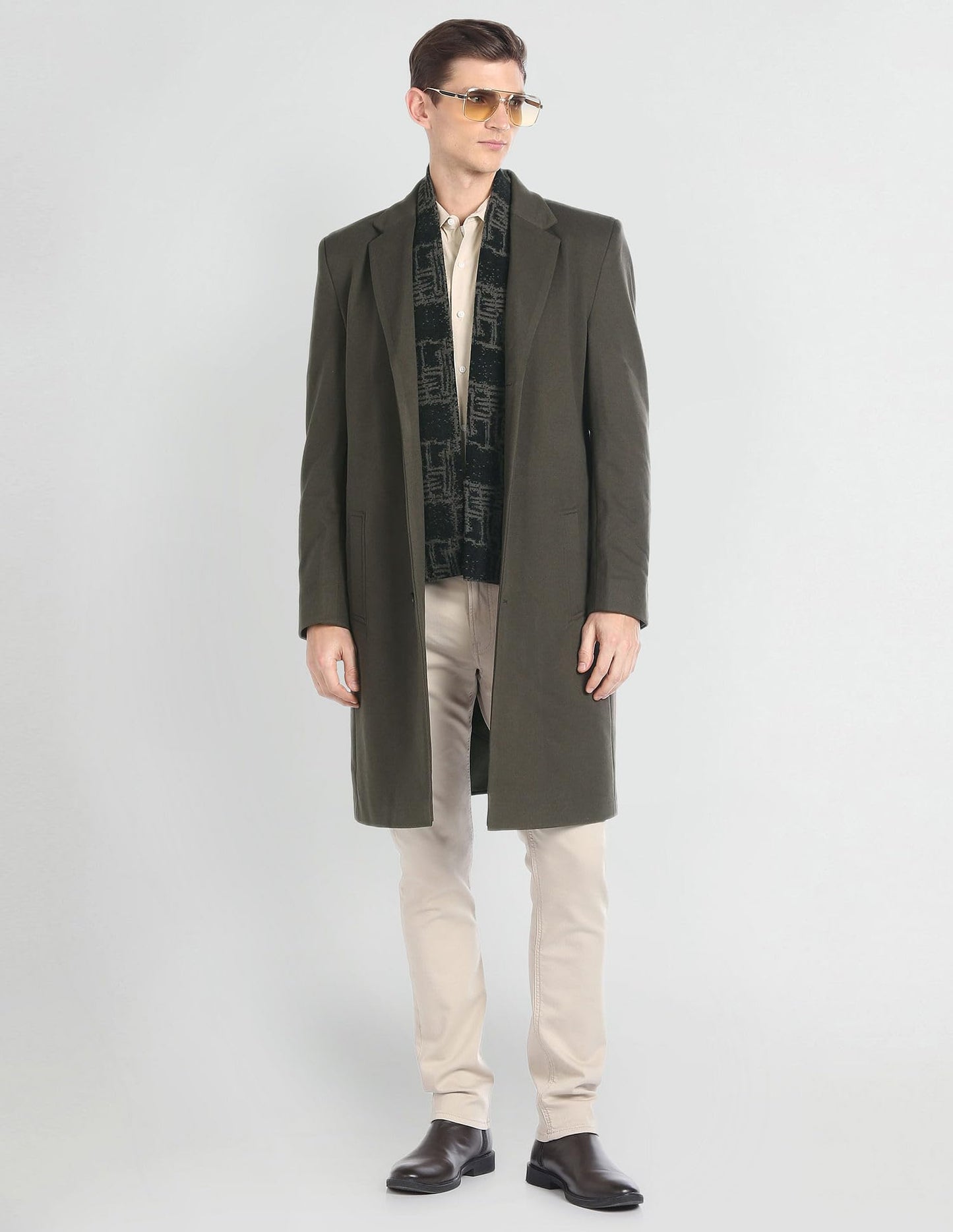 Arrow Men's Polyester Trench Standard Length Coat (ASAGJK4788_Olive, 2XL