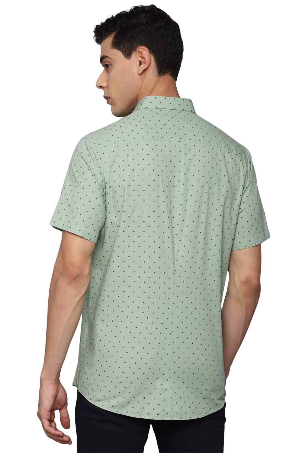 Allen Solly Men's Cotton Printed Fitted Shirt (ASSHQSPP035341_Green 40)
