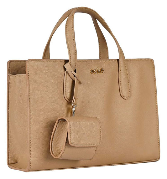 eske Amalia - Vegan Leather Solid Pattern Handbag for Women - Premium Handbags for Ladies, Brown