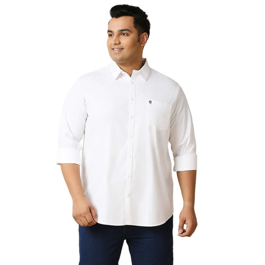 Thomas Scott Mens | Full Sleeve | Solid Plain Color | Regular Fit | Plus Size | 100% Cotton | Mandarin Collar | Casual | Shirt (White_3XL)