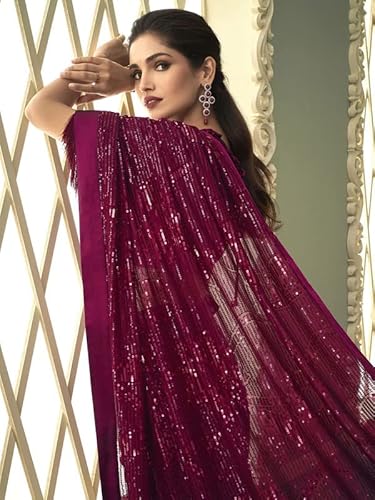 Satrani Women's Knit Pure Georgette Saree (2750S2281N_Wine)