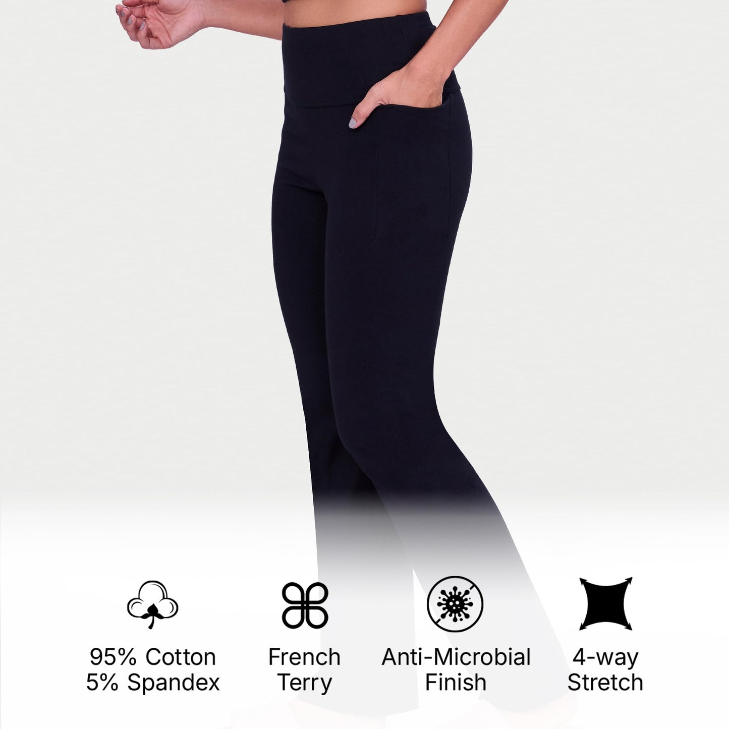 Enamor All Day Bootcut Pants – High-Waist, Wide-Leg Comfort with Functional Pockets - E408