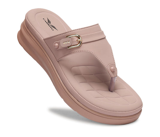 Carrito, Women Wedge Heels Thong Sandals| Comfortable Flats Sandals (Peach, UK Footwear Size System, Adult, Women, Numeric, Medium, 8)