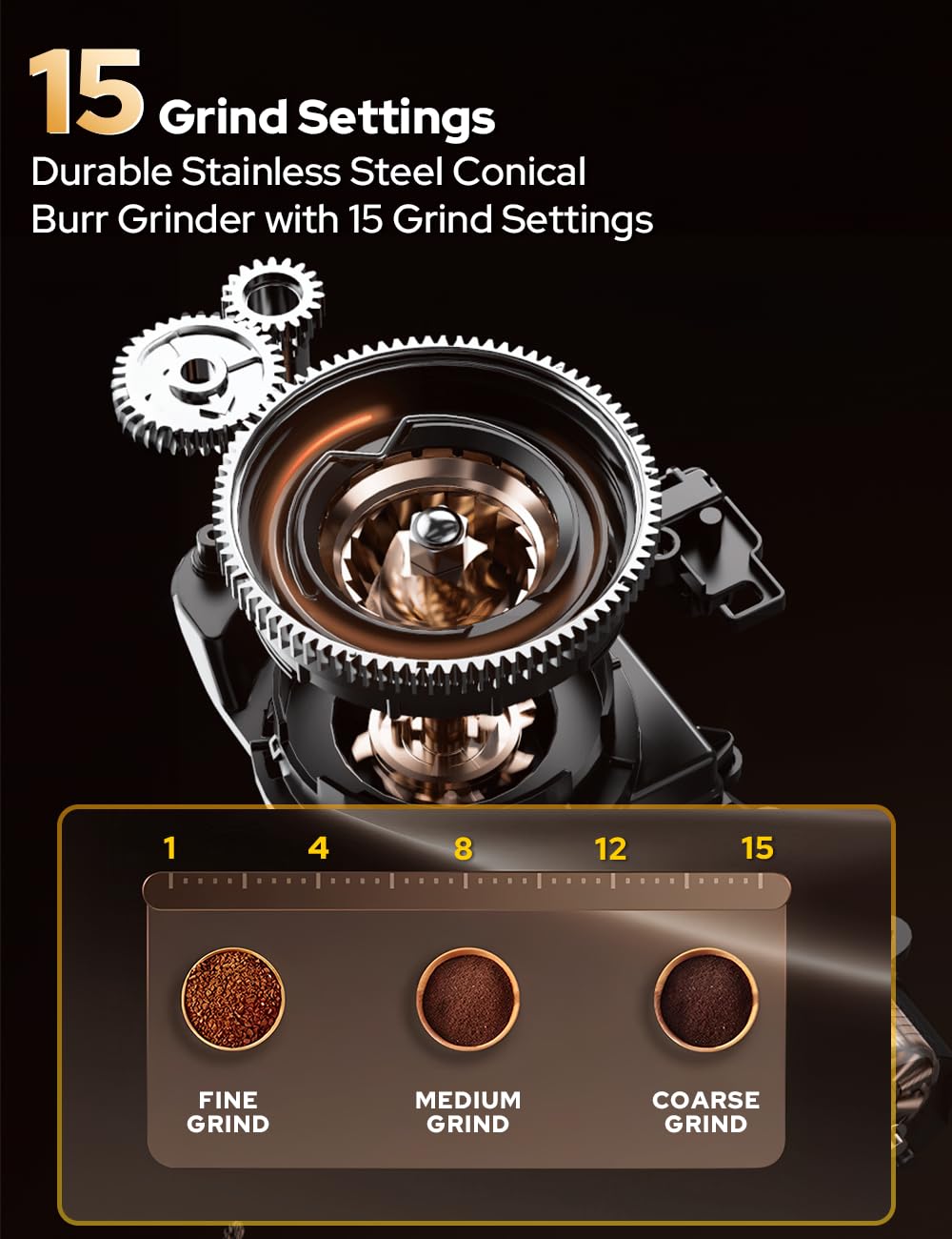 COSTAR Professional Espresso Machine with Grinding & Frothing, 20 Bar Coffee Machines with LED Screen, Coffee Maker Machine for Home/Office, 1.8L Removable Water Tank for Cappuccino, Latte