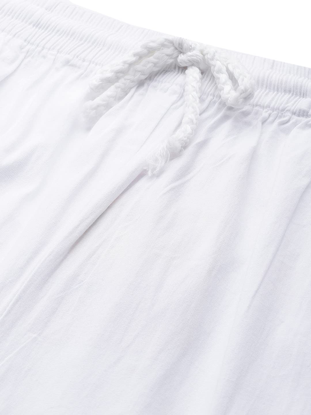 Ada Hand Embroidered Lucknowi Chikankari Straight White Cotton Palazzo Pant Trouser for Womens A711127 (2XL)