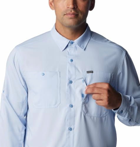 Columbia Men Navy Blue Omni Wick Silver Ridge Utility Lite Long Sleeve Hiking | Trekking | Camping | Safari Shirt, L