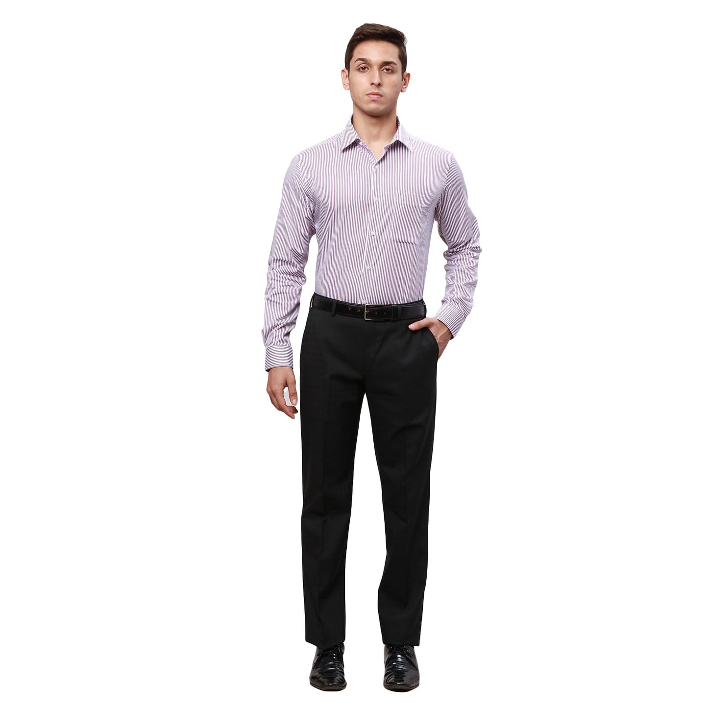 Park Avenue Men's Smart Fit Mid Rise Casual Pants (PMTX07524-K9_Black, 32