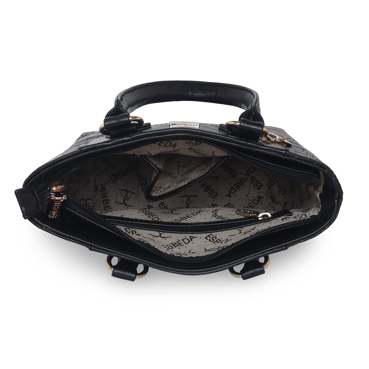 ESBEDA Black Color Solid Pattern Croco Small Size Handbag For Women