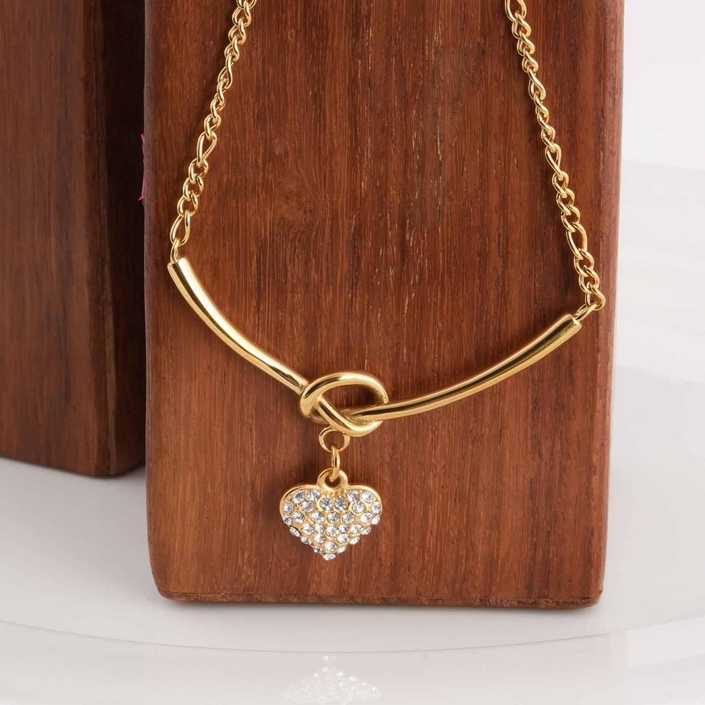 PALMONAS Crystal Heart Charm Gold Necklace for Womens - Waterproof & Anti-Tarnish, Gift for Girls & Women