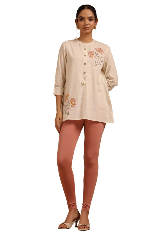 Soch Womens Onion Pink Cotton Blend Solid Leggings