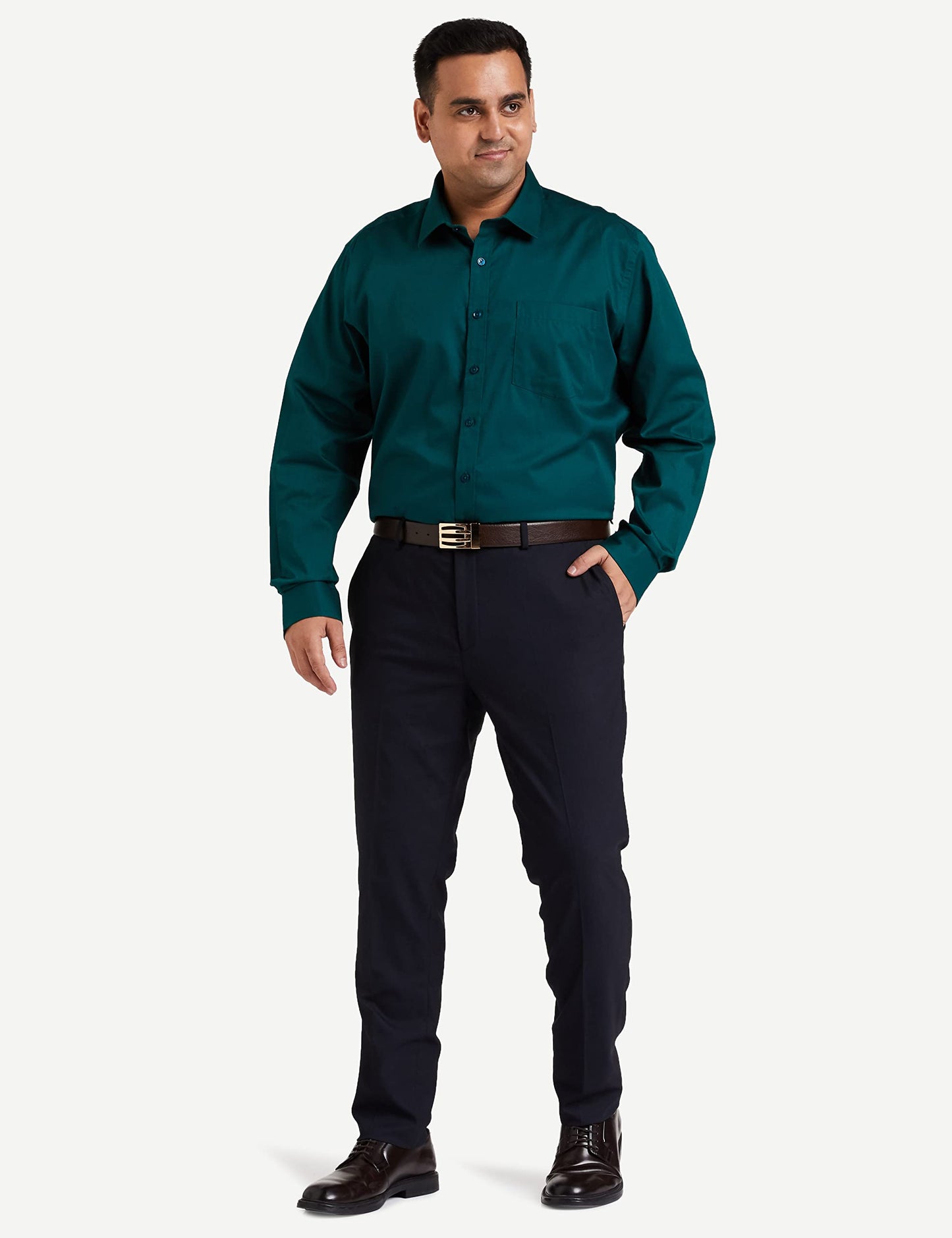 Amazon Brand - Symbol Men's 100% Cotton Half Sleeve Regular Fit Formal Shirt Mid Grey2 46