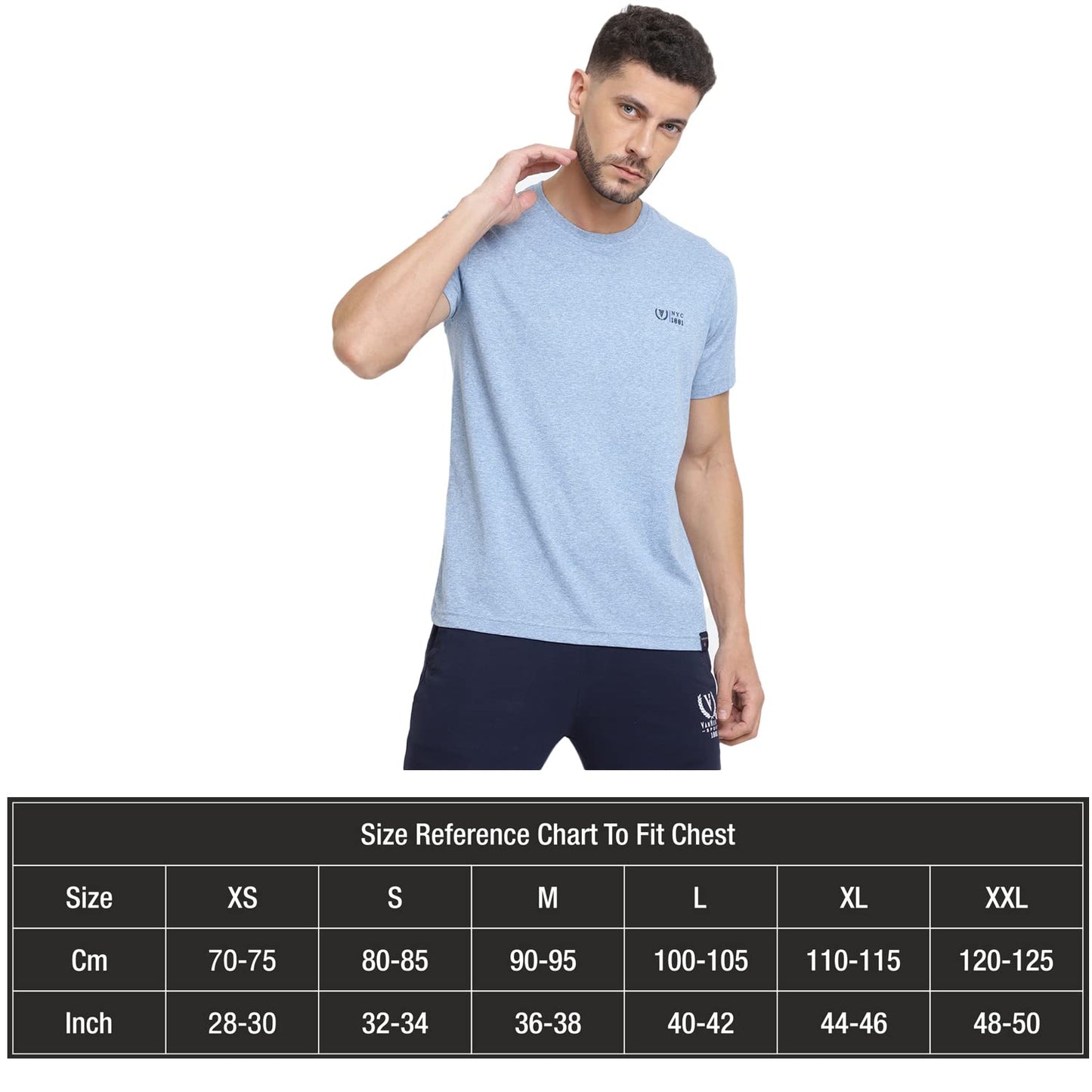 Van Heusen Men's Cotton Sport Crew Neck Regular Fit T-Shirt - Short Sleeve, Ultra Soft_70018_Sky Blue_XL