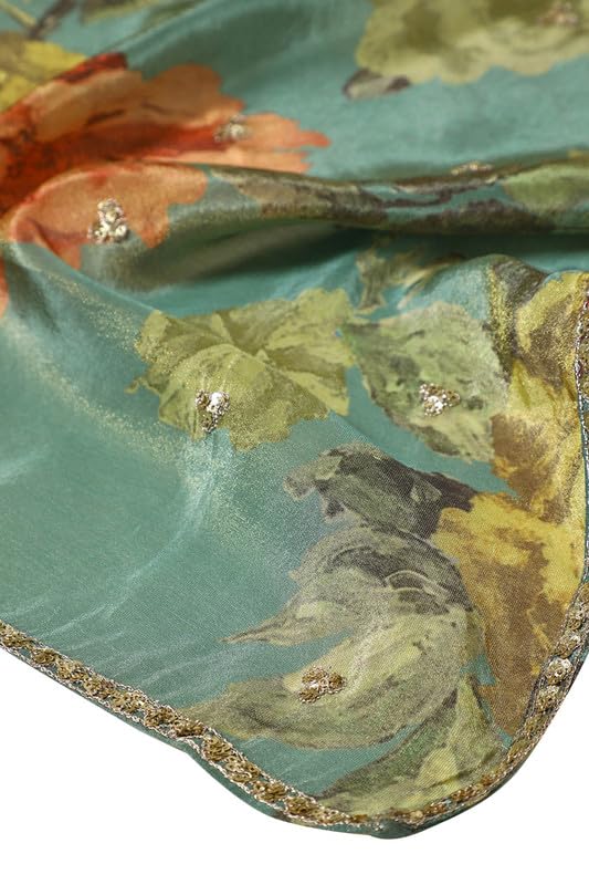 Soch Womens Mustard Tissue Suit Set With Sequins