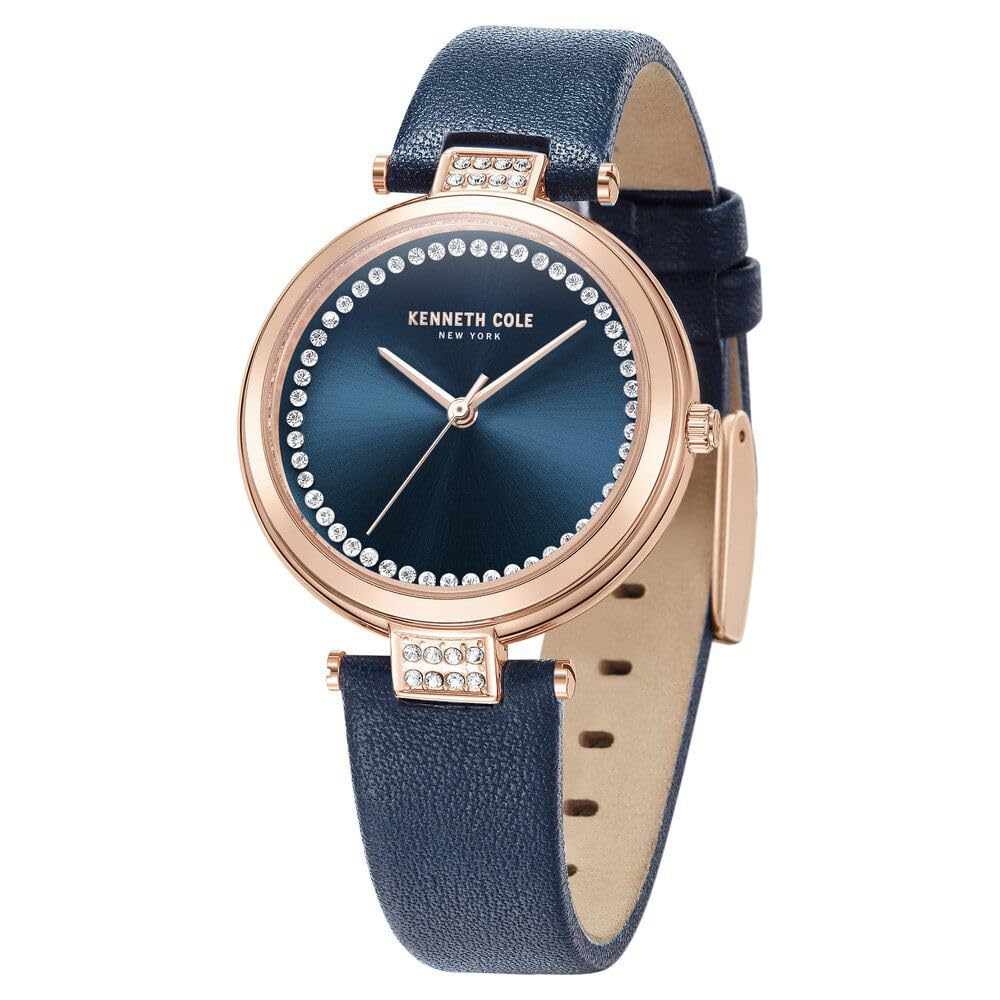 Kenneth Cole Quartz Analog Blue Dial Blue Leather Strap Watch for Women-KCWLA0026803LD