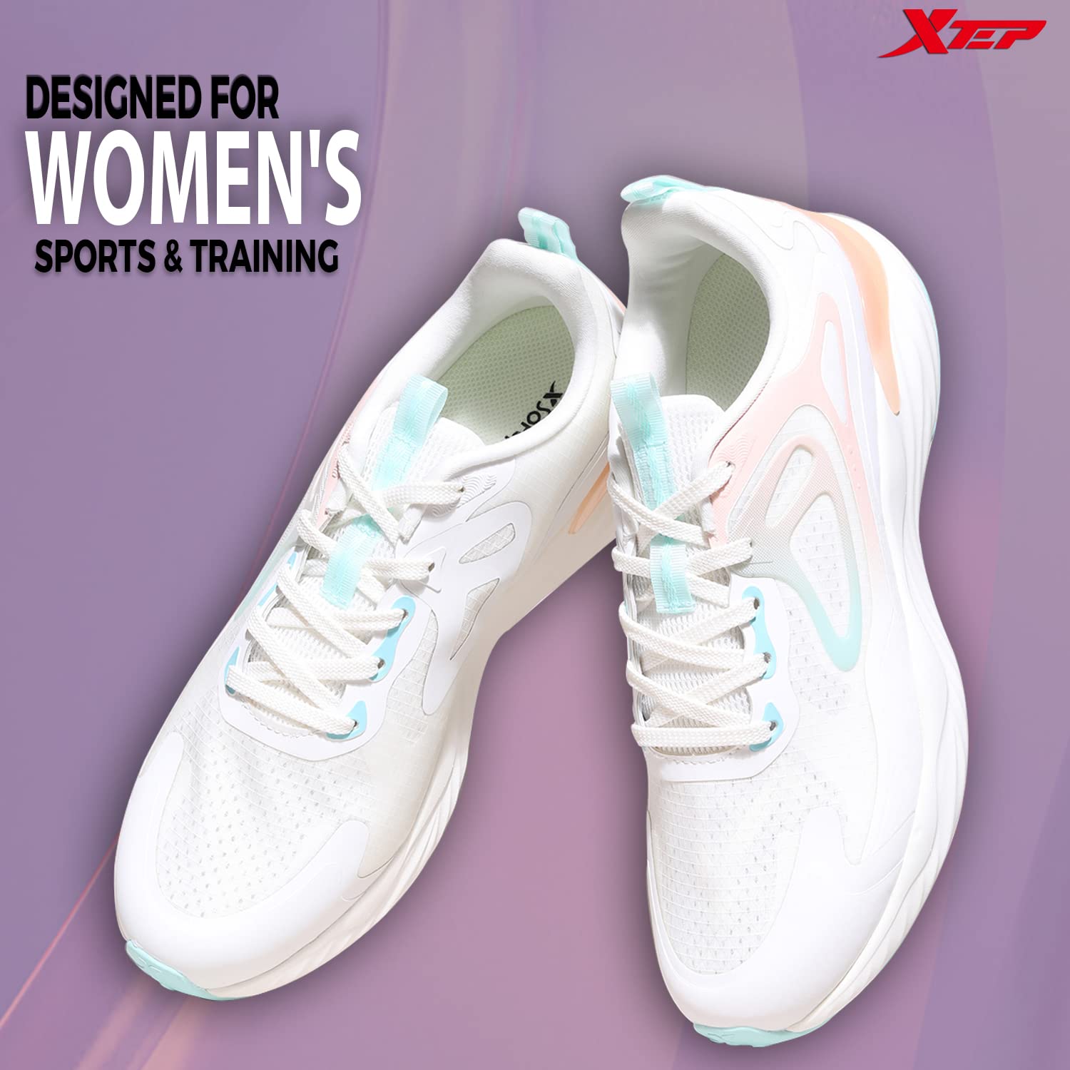 XTEP Women's White Green Bubble Foam Sports Running Shoes (3 UK) - SaumyasStore