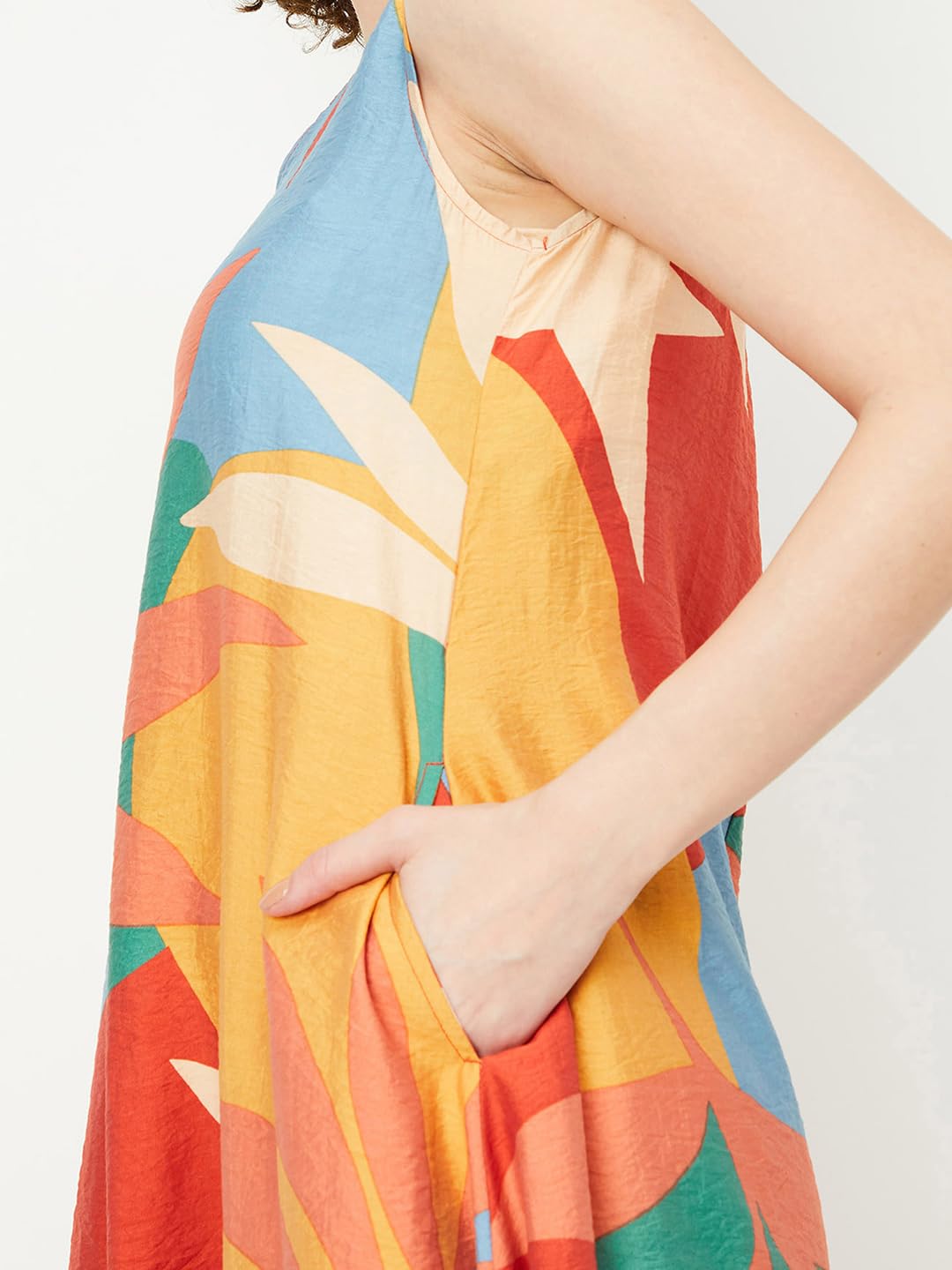 Max Women's Polyester Classic Midi Dress (MDDRS42014_Multi_M Multicolour