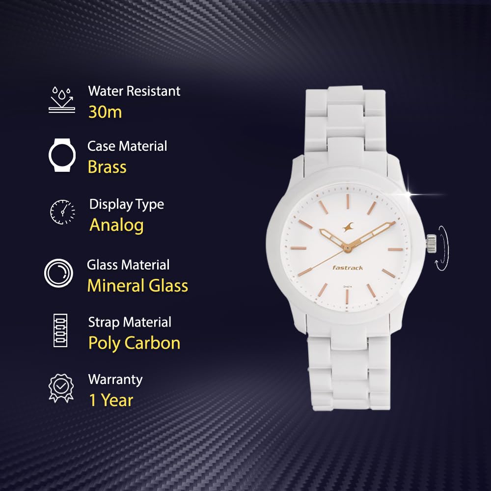 Fastrack Trendies Analog White Dial Women's Watch NM68006PP02/NN68006PP02