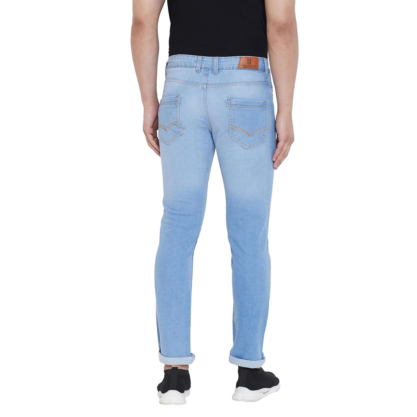 Ben Martin Men's Regular Fit Stylish Stretchable 30 Size Light Blue Casusal Denim Jeans Pant for Men, JJ3-9, Mid Rise