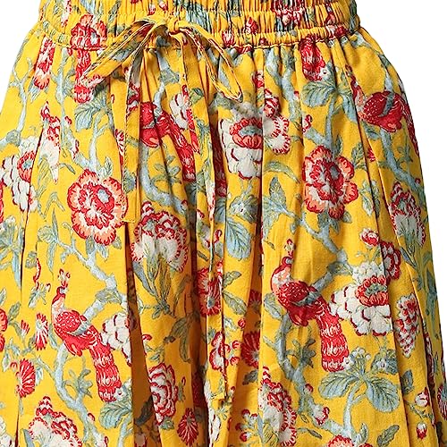 BIBA Girl Printed Polyester A_Line Kid(Kw5123_Yellow_9), Kurta Dhoti Suit Set