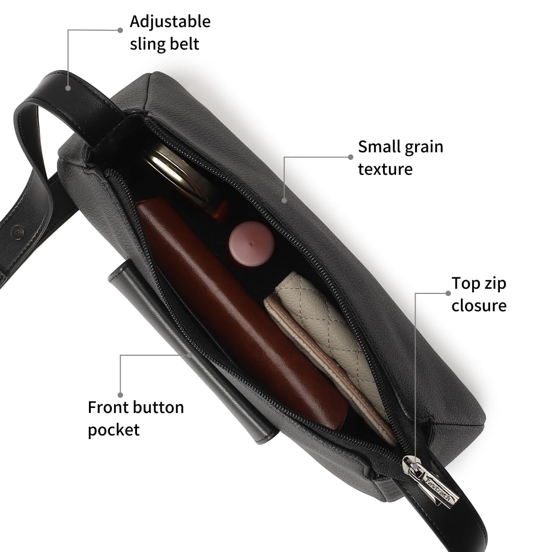 Fastrack Stellar Sling Bag for Women| Faux Leather Sling with Adjustable Belt | Small Grain Texture and Front Button Pocket | Trendy Handbags for Women | Compact Sling for Girls