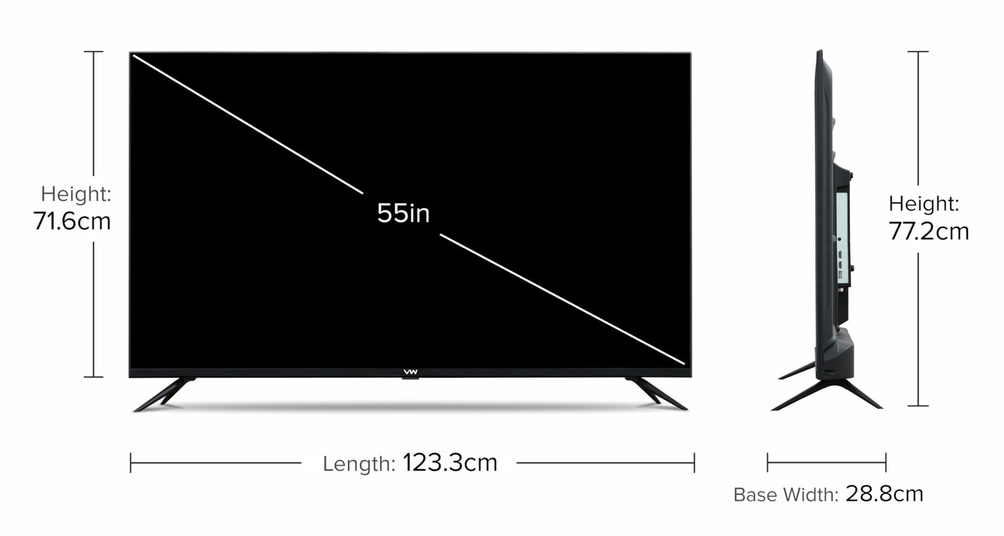 VW 140 cm (55 inches) Pro Series 4K Ultra HD Smart QLED Google TV VW55GQ1 (Black)