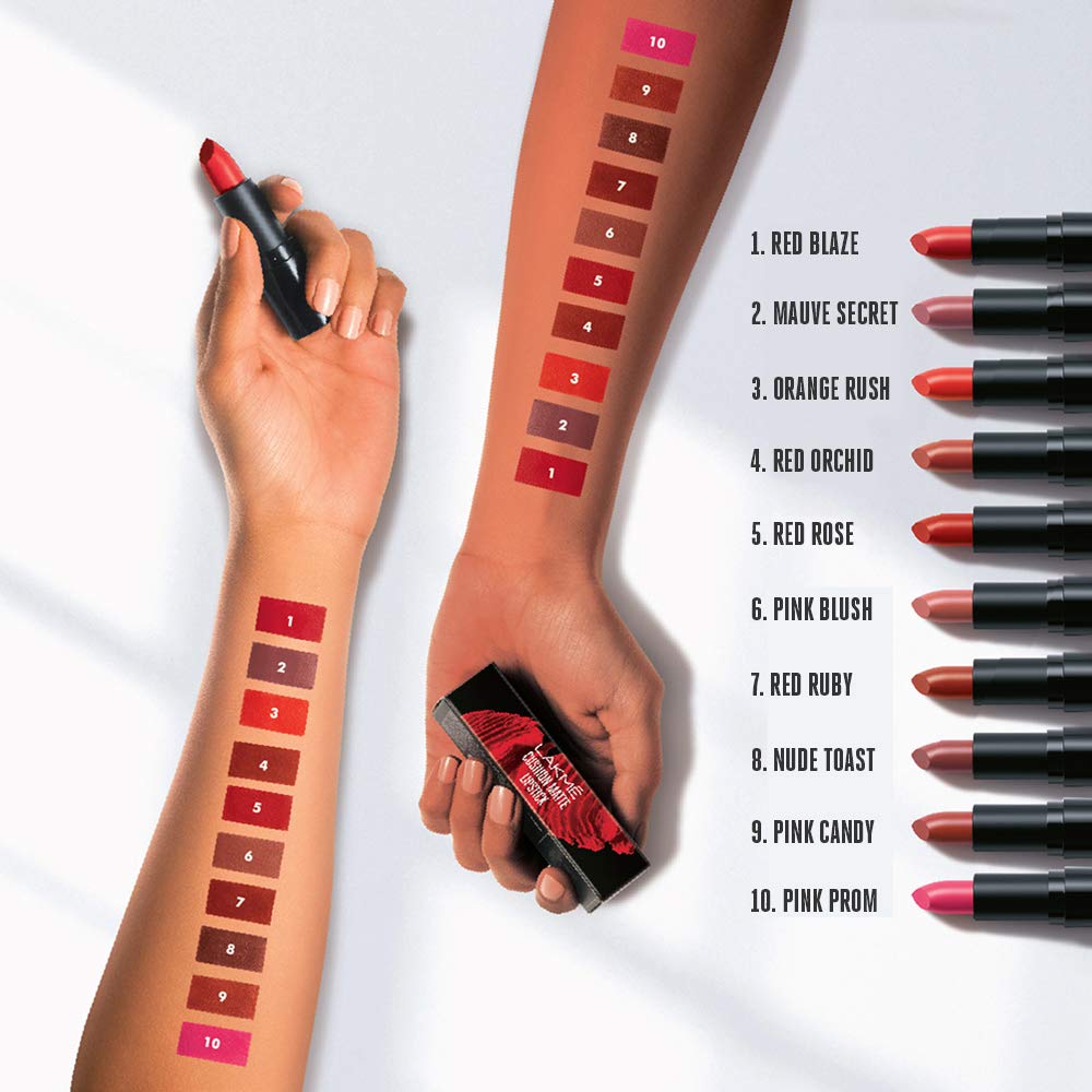 Lakme Forever Matte Lipstick, Waterproof, Non Drying, Creamy Matte Bullet Lipstick Made With French Rose Oil Extracts, Nude Toast, 4.5g