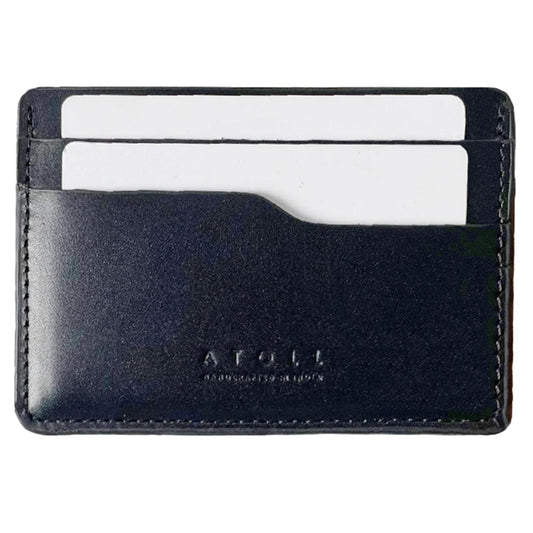 Atoll Leather Slim Card Holder Wallet for Men, Minimalist Credit Card Holder, Genuine Leather Stylish Card Wallet for Men, 3 Card Slot and Large Cash Compartment (Black)
