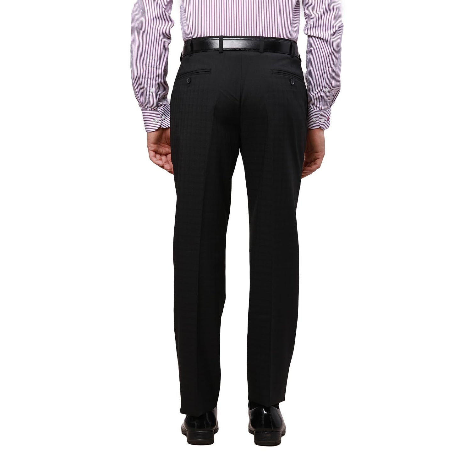 Park Avenue Men's Smart Fit Mid Rise Casual Pants (PMTX07524-K9_Black, 32