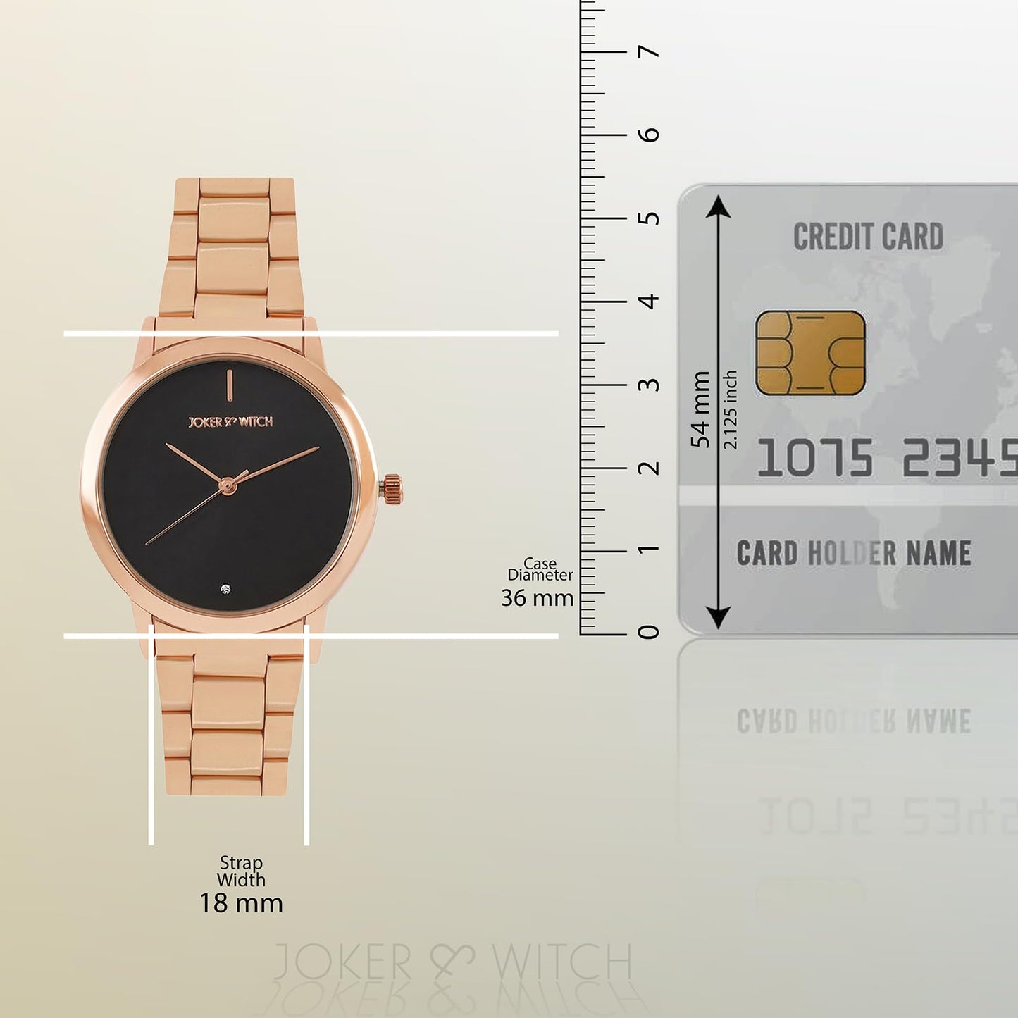 Joker & Witch Midnight Black Dial Rose Gold Stainless Steel Analogue Watch for Women
