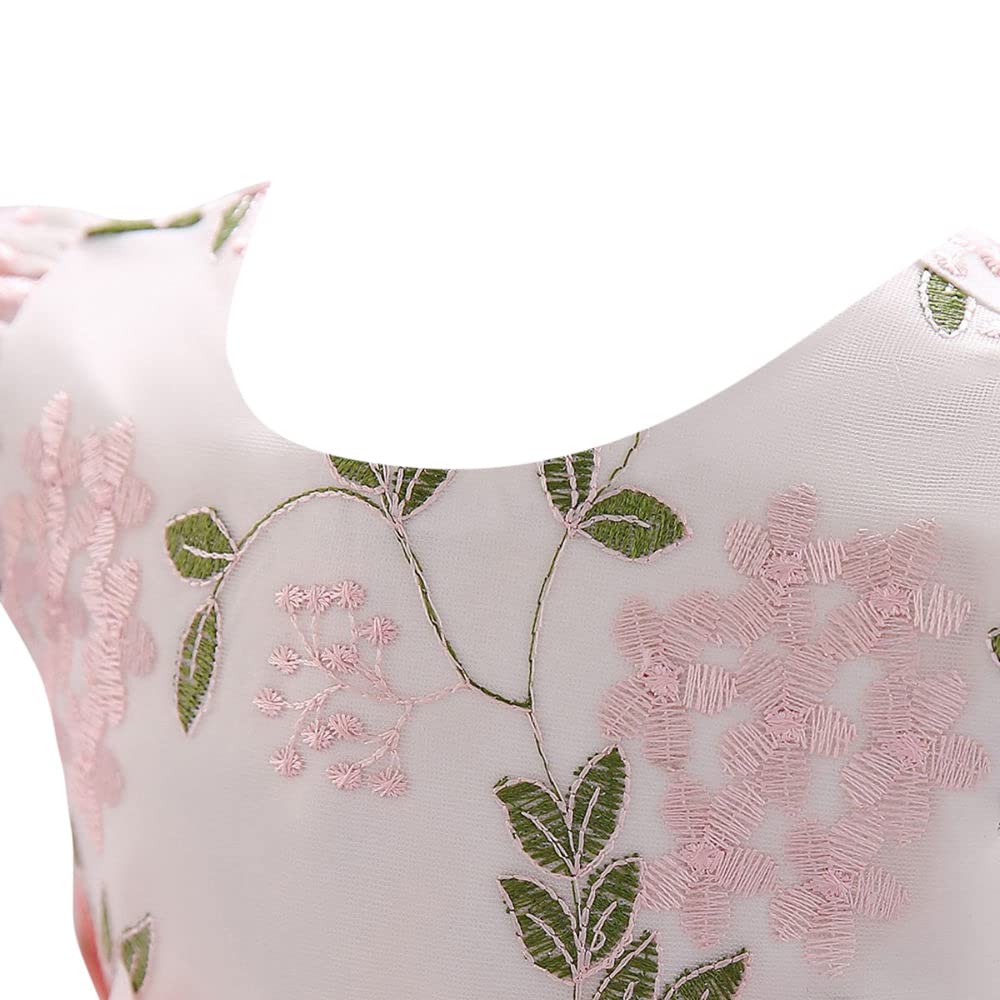 Hopscotch Girls Floral Applique Party Dress In Peach Color for Ages 3-4 Years