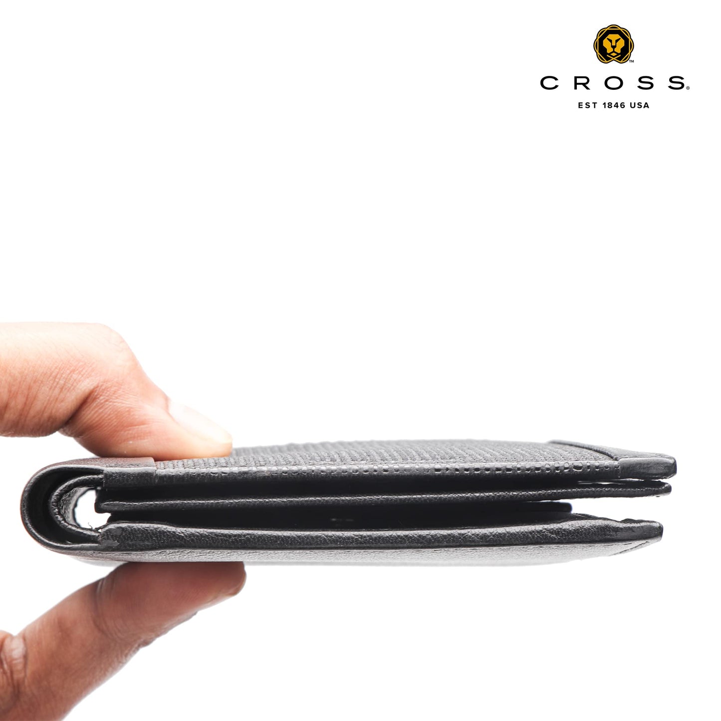 Cross Alpha Bifold Wallets for Men Leather Original -Slim & Sleek Mens Wallet - Includes 4 Credit Card Holder Slots 2 Currency Purse for Men - Gents Wallets ATM Card Wallet for Men - Black
