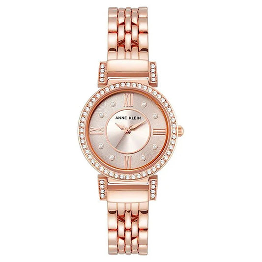 ANNE KLEIN Women's 33 mm Crystal Brown Dial Metal Analogue Watch