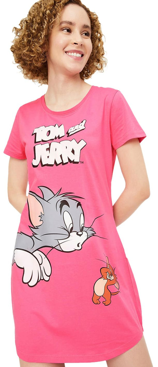 Max Women Tom & Jerry Printed Chemise (SU24CLD04PINK)_XXL