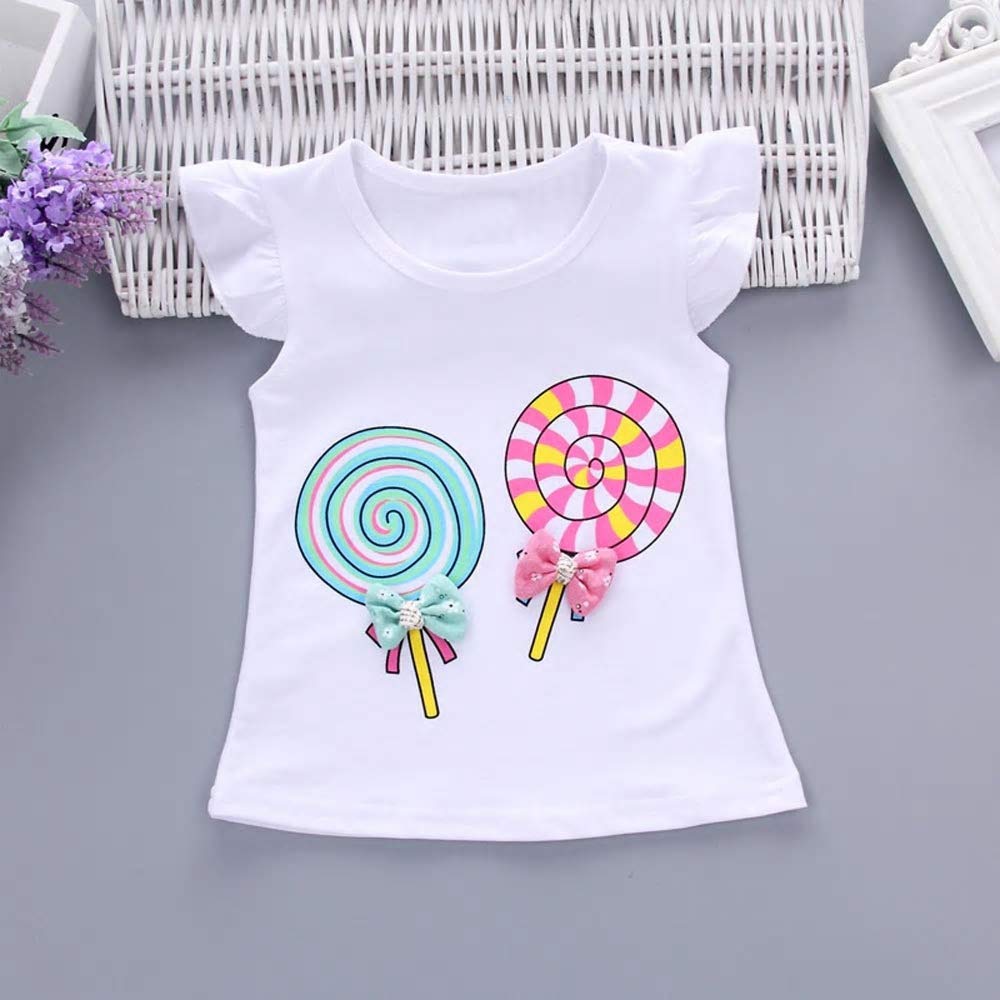 Bold N Elegant - Be Bold Inside & Elegant Outside Baby Girl's Clothes Cute Candy Bow Ruffle Top and Shorts Set (White, 6-12 Months)