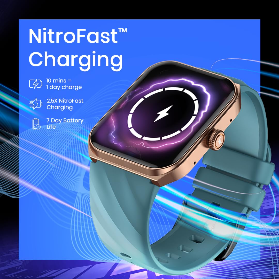 Fastrack Limitless X2 Smart Watch, 1.91" Ultravu with Rotating Crown, 60 Hz Refresh Rate, Advanced Chipset, Singlesync BT Calling, 100+ Sports Mode & Smartwatch Faces, IP68, Teal
