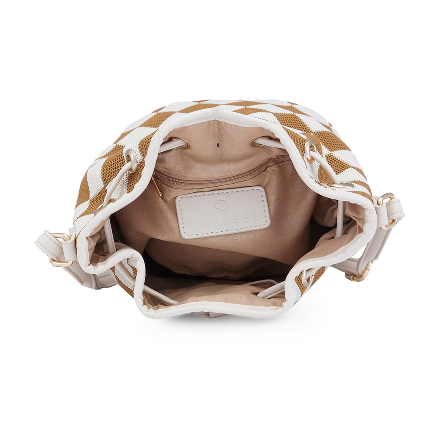 Caprese Checker Sling Bag for Women (Medium, Cream)