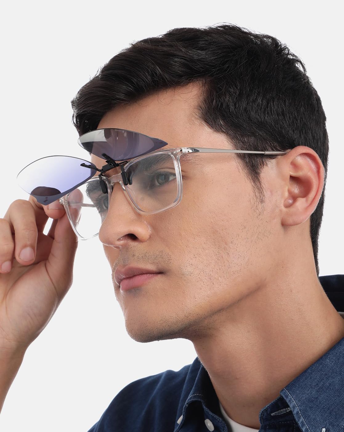 Carlton London Black & Grey Toned Polarised Lens Sunglass Clip for unisex