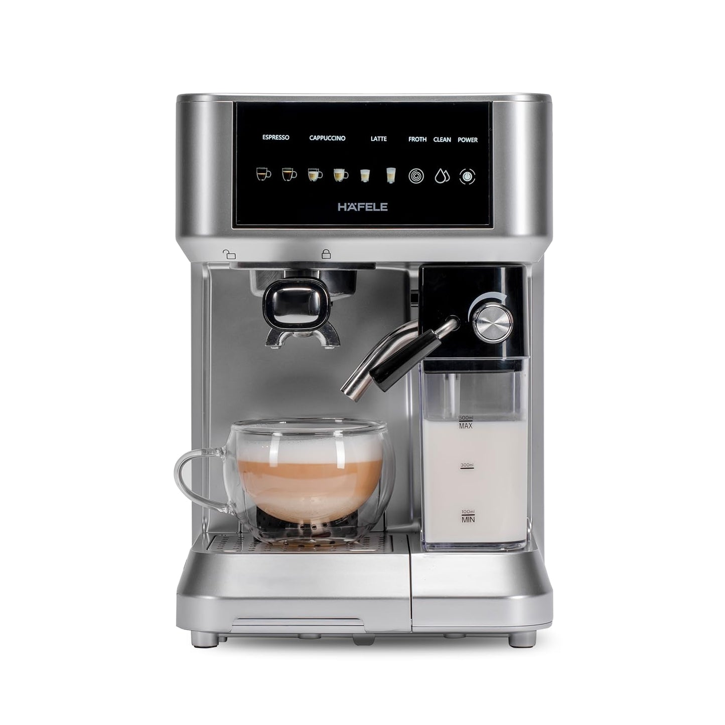 HAFELE U-Kaffee Nova Coffee Machine| 20-Bar Pump Pressure | Removable Water Tank (1.6 L)| Rapid Thermoblock Technology | Built-in Semi-automatic Cleaning | 2 Year Warranty | Silver
