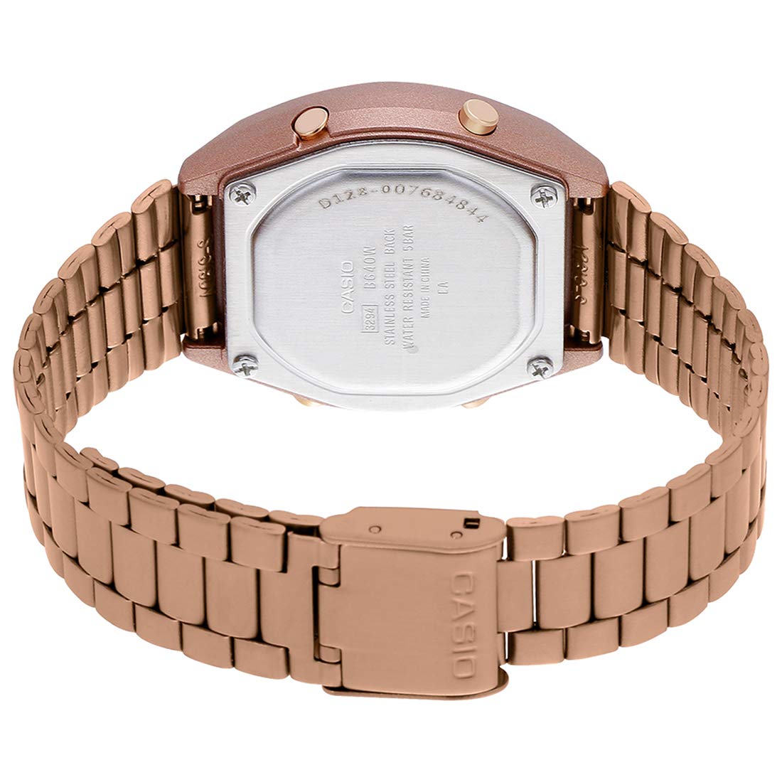 Casio Vintage B640WC-5ADF Digital Rose Gold Dial Unisex Watch Rose Gold Metal Strap (D128)
