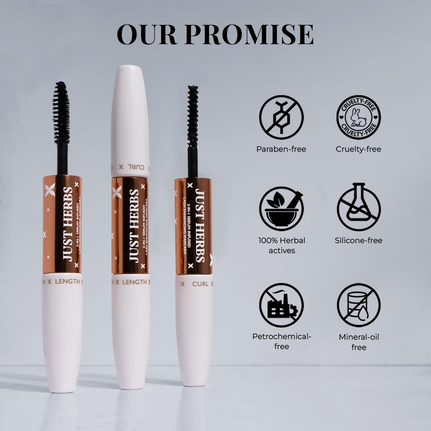 Just Herbs 2-in-1 Serum-infused Lash Enhancing Mascara Castor Oil + Coconut Oil 8g