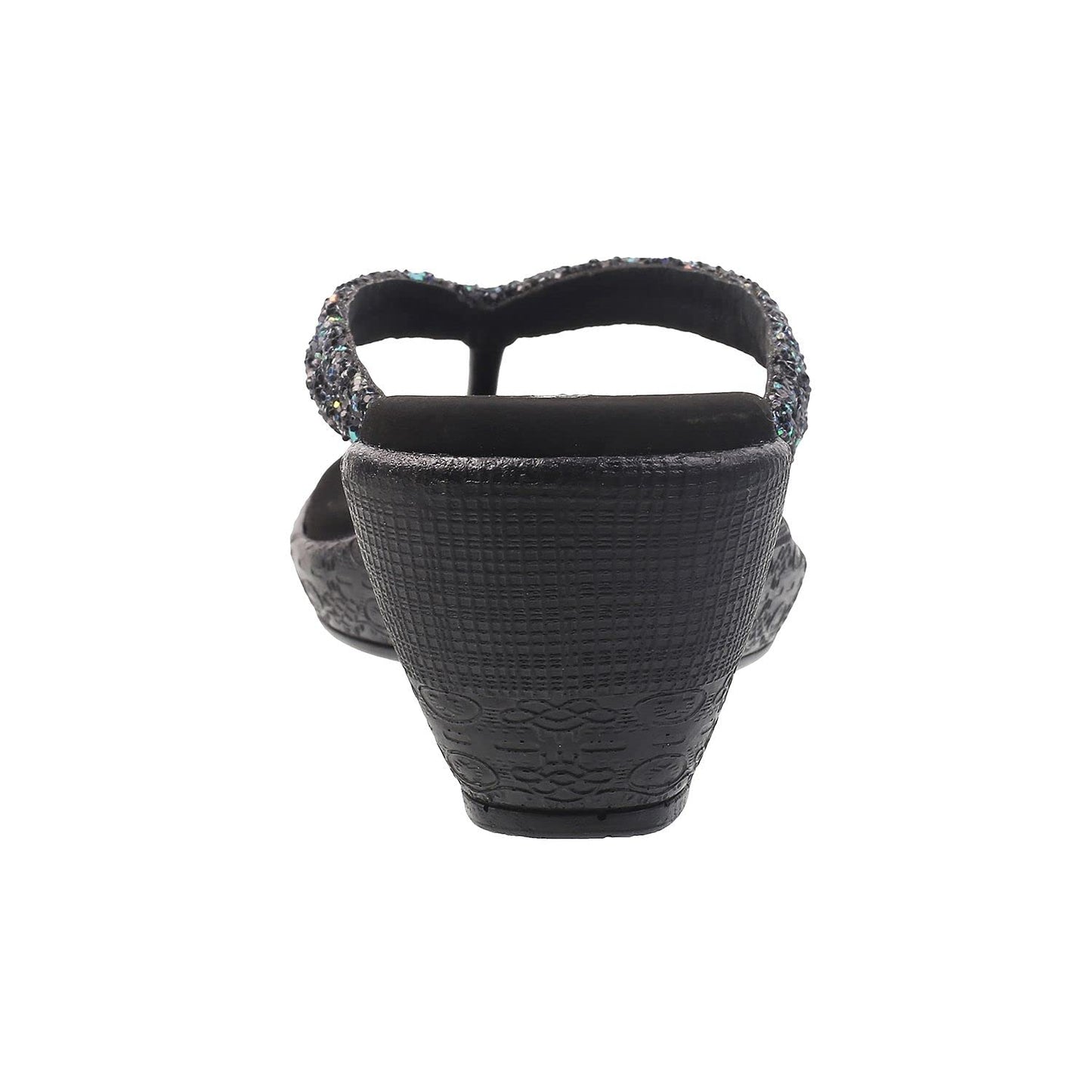 Metro Women Black Synthetic Leather Wedge Heel Sandal - SaumyasStore