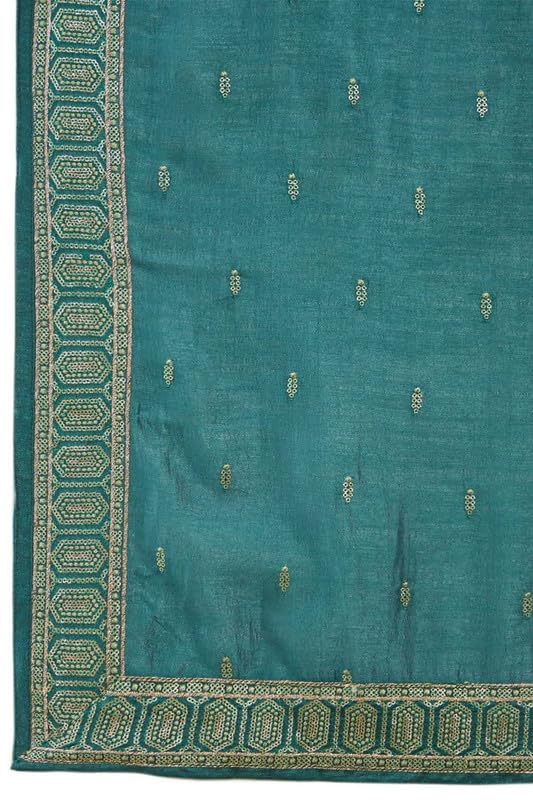 Soch Womens Sap Green Viscose Blend Suit Set With Embroidery And Sequins