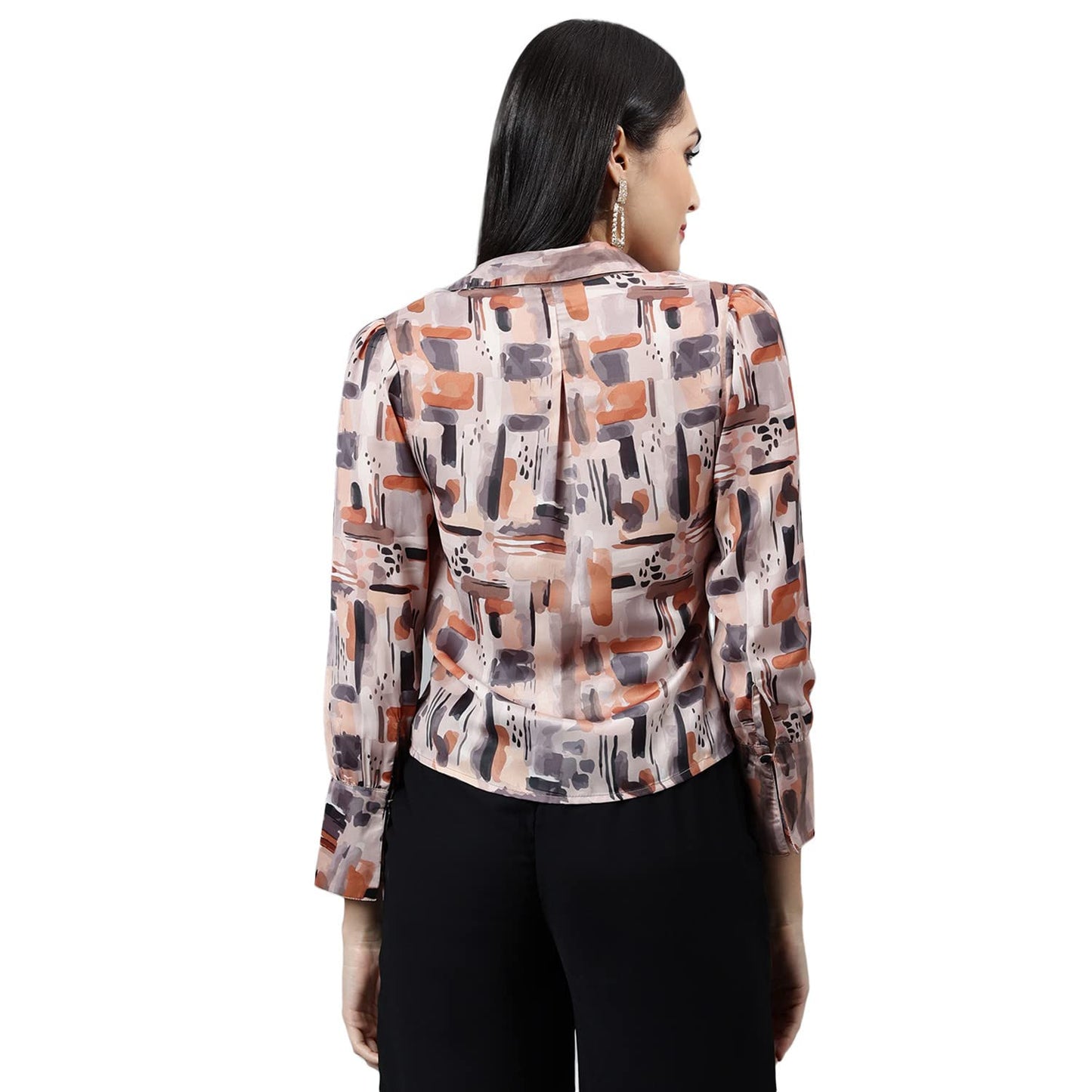 Latin Quarters Women's Brown Full Sleeve Printed Top