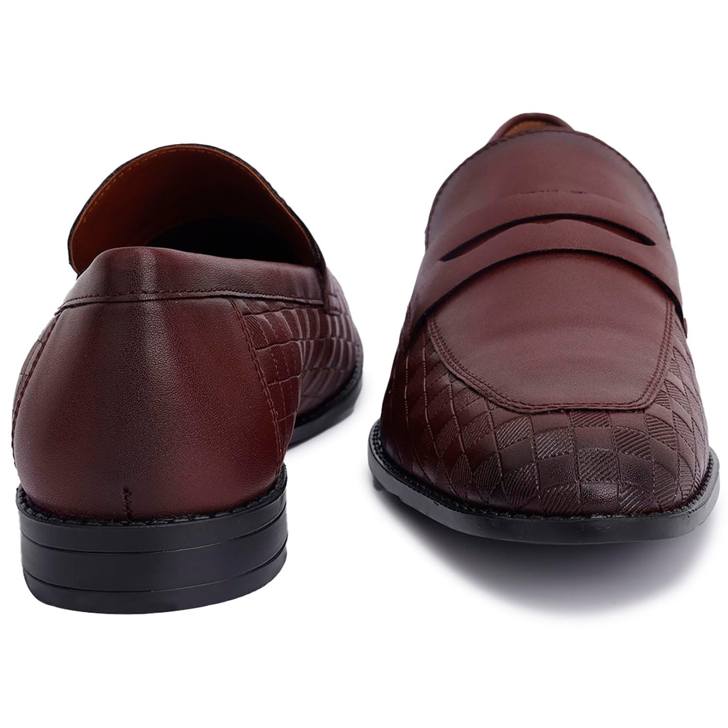 LOUIS STITCH Formal Loafer Shoes for Men| Slip-On Moccasins with Embossed Detailing | Solid Rosewood | Ideal for Business, Casual, Parties | UK06 Size |Comfortable Footwear (RGMCSQRW)